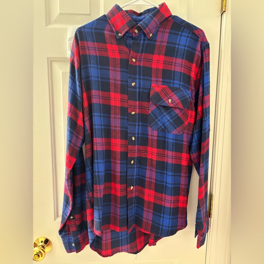 Classic Red and Blue Plaid Button-Down Shirt